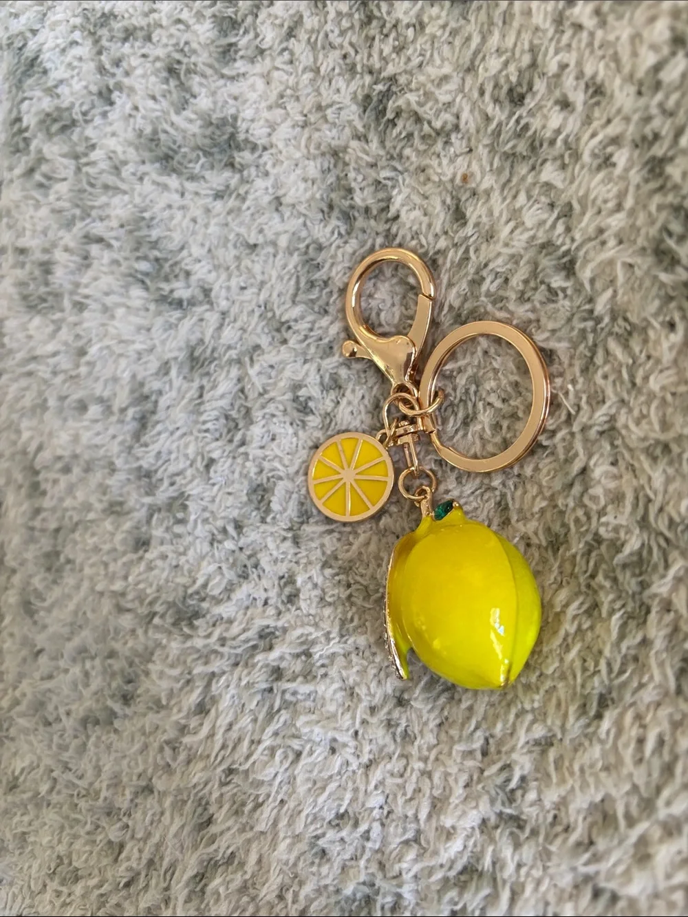 Yellow Lemon Keychain or Bag Charm Pendant NWT 4x1.5”